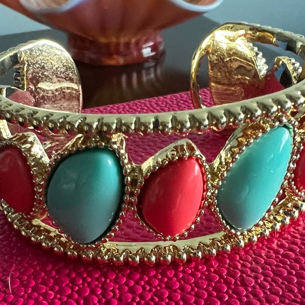 Lilly Pulitzer Cuff Bracelet with Coraland Turquoise Stones